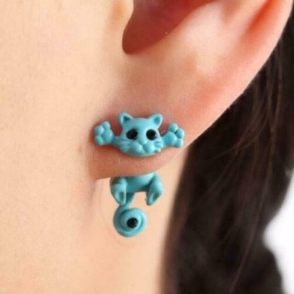 Jewelry - Blue Cat Kitten Earrings